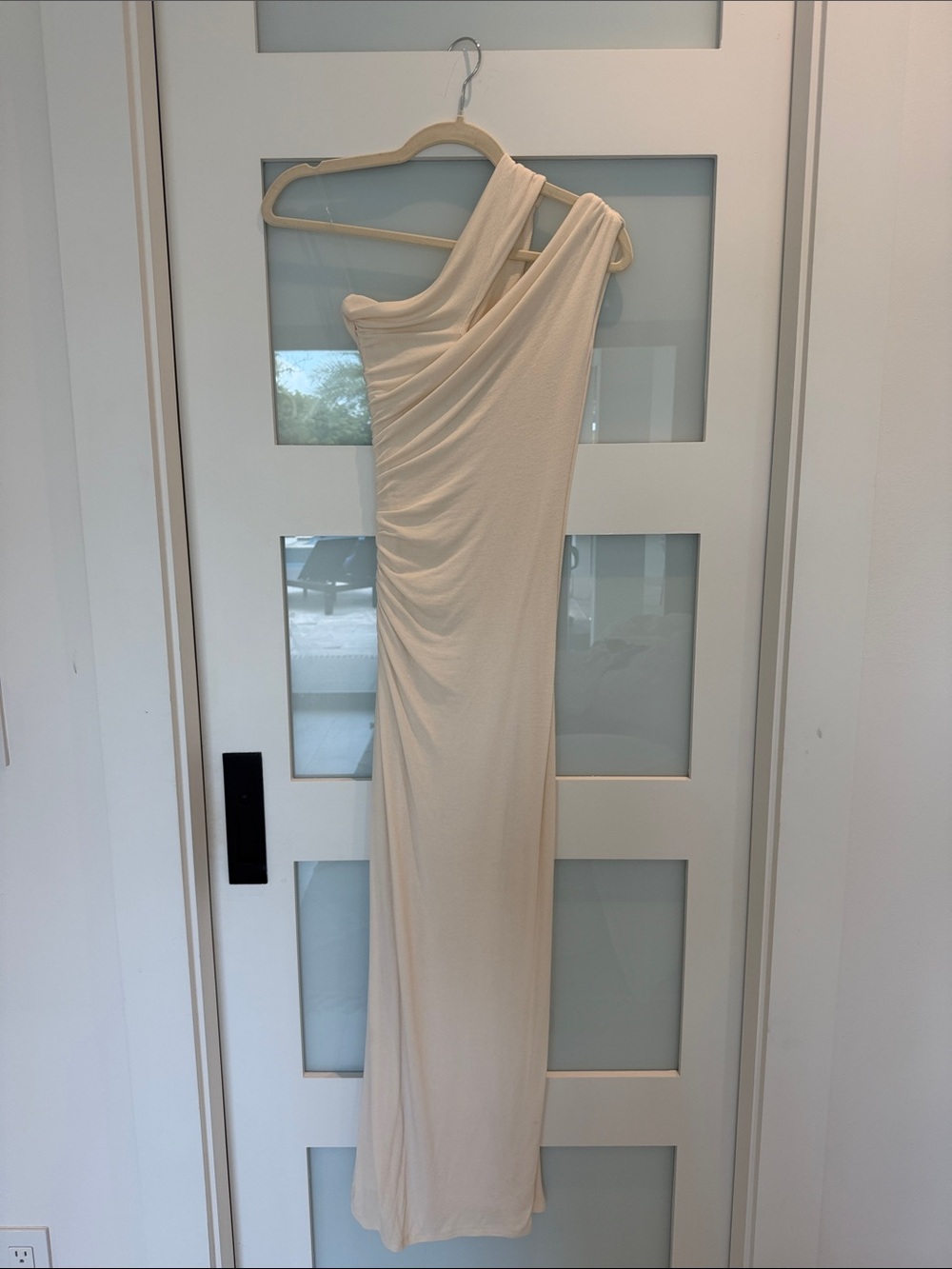 Meshki Anastasia One-Shoulder Cream Maxi Dress
